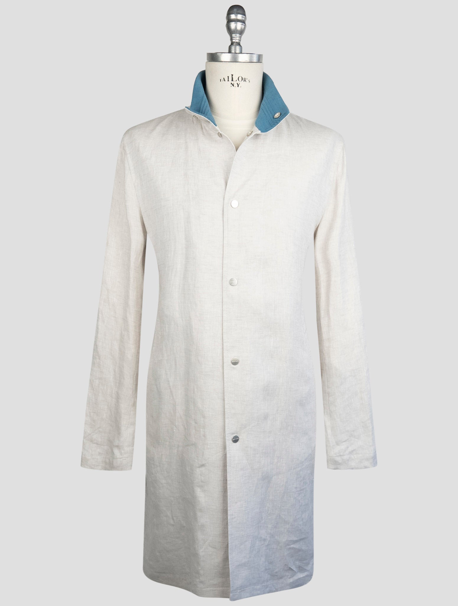 Kiton Gray Linen Overcoat