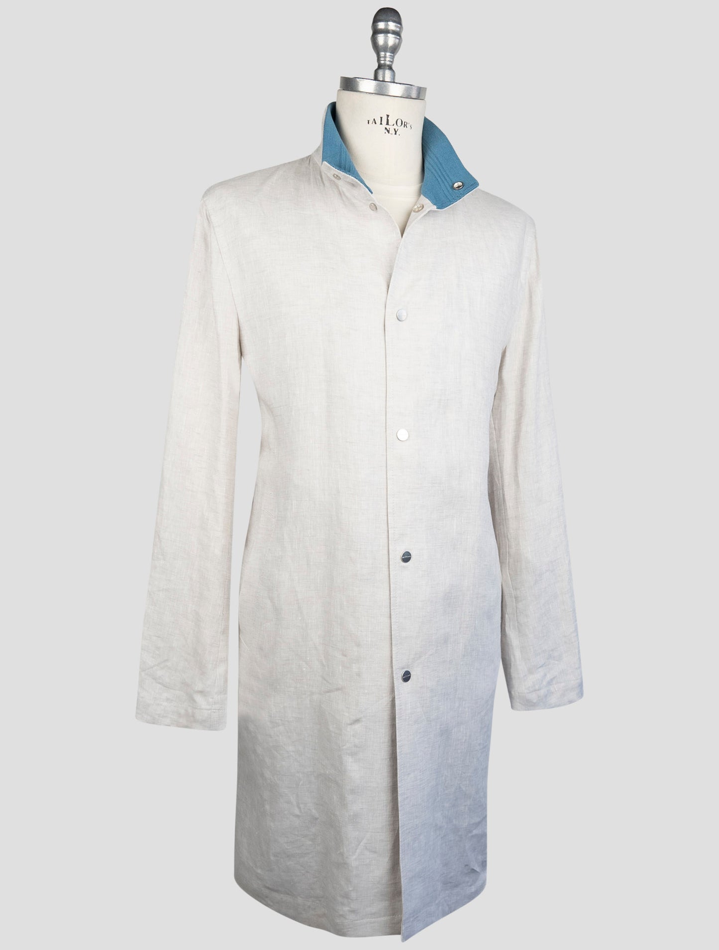 Kiton Gray Linen Overcoat