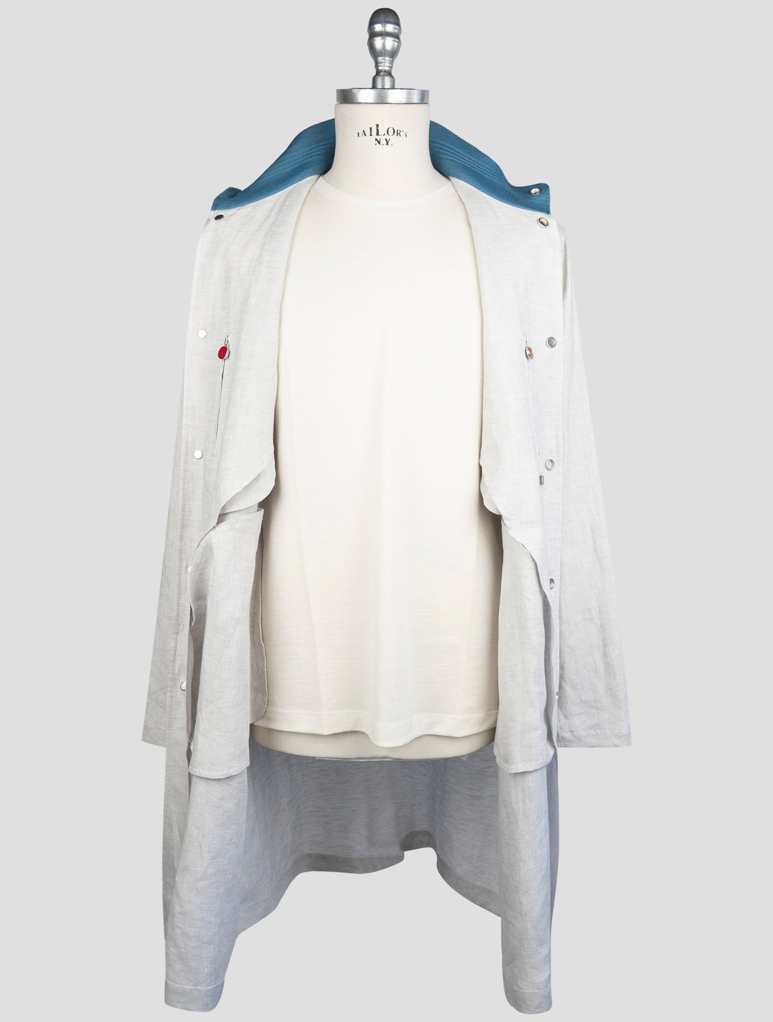 Kiton Gray Linen Overcoat