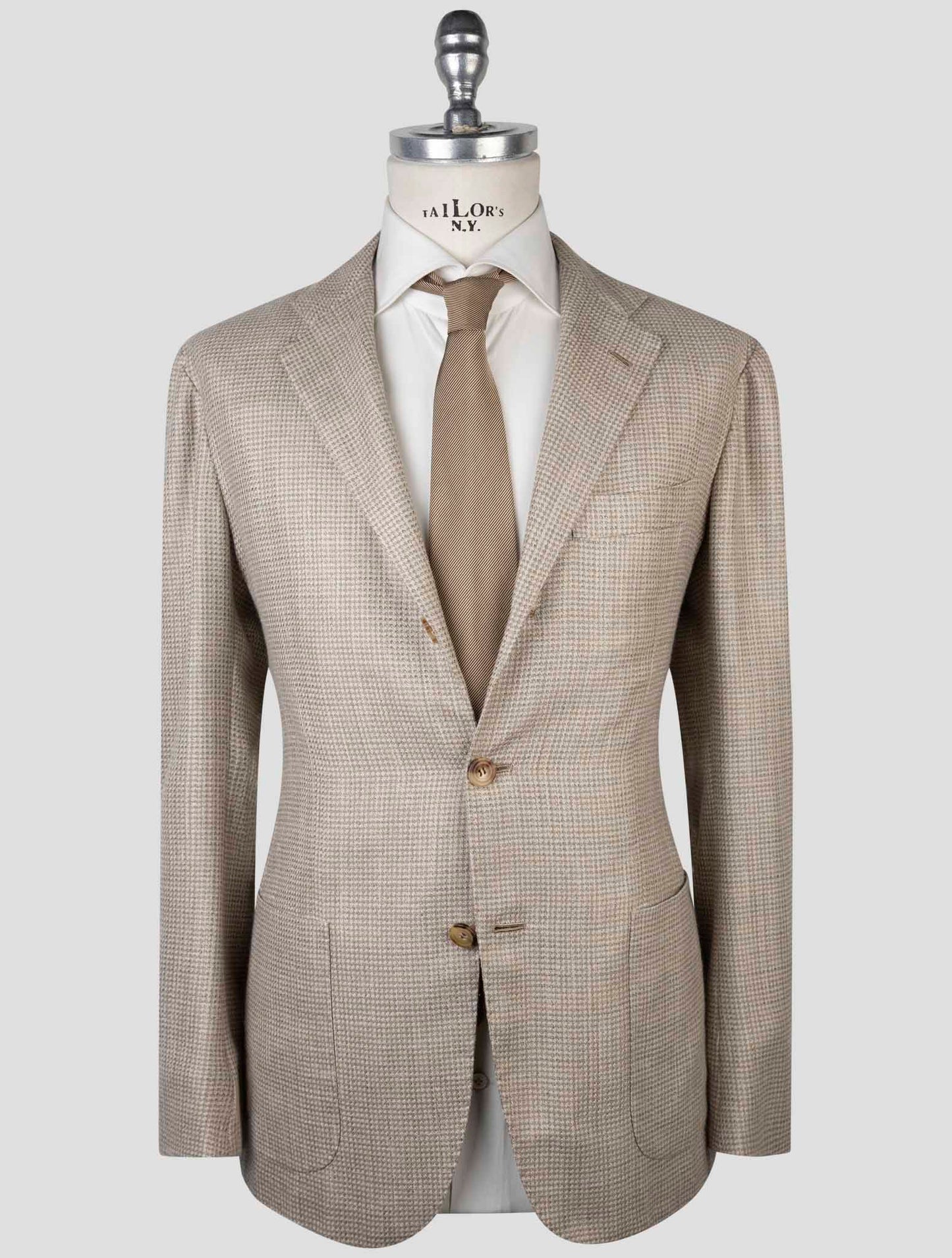 Kiton Brown Cashmere Virgin Wool Silk Linen Blazer