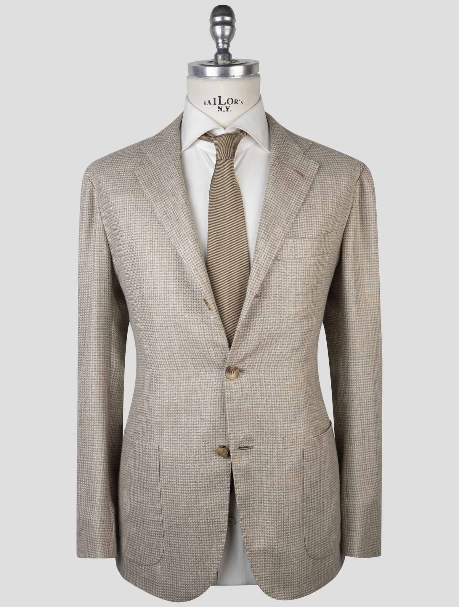 Kiton Brown Cashmere Virgin Wool Silk Linen Blazer