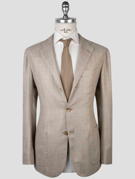 Kiton Brown Cashmere Virgin Wool Silk Linen Blazer