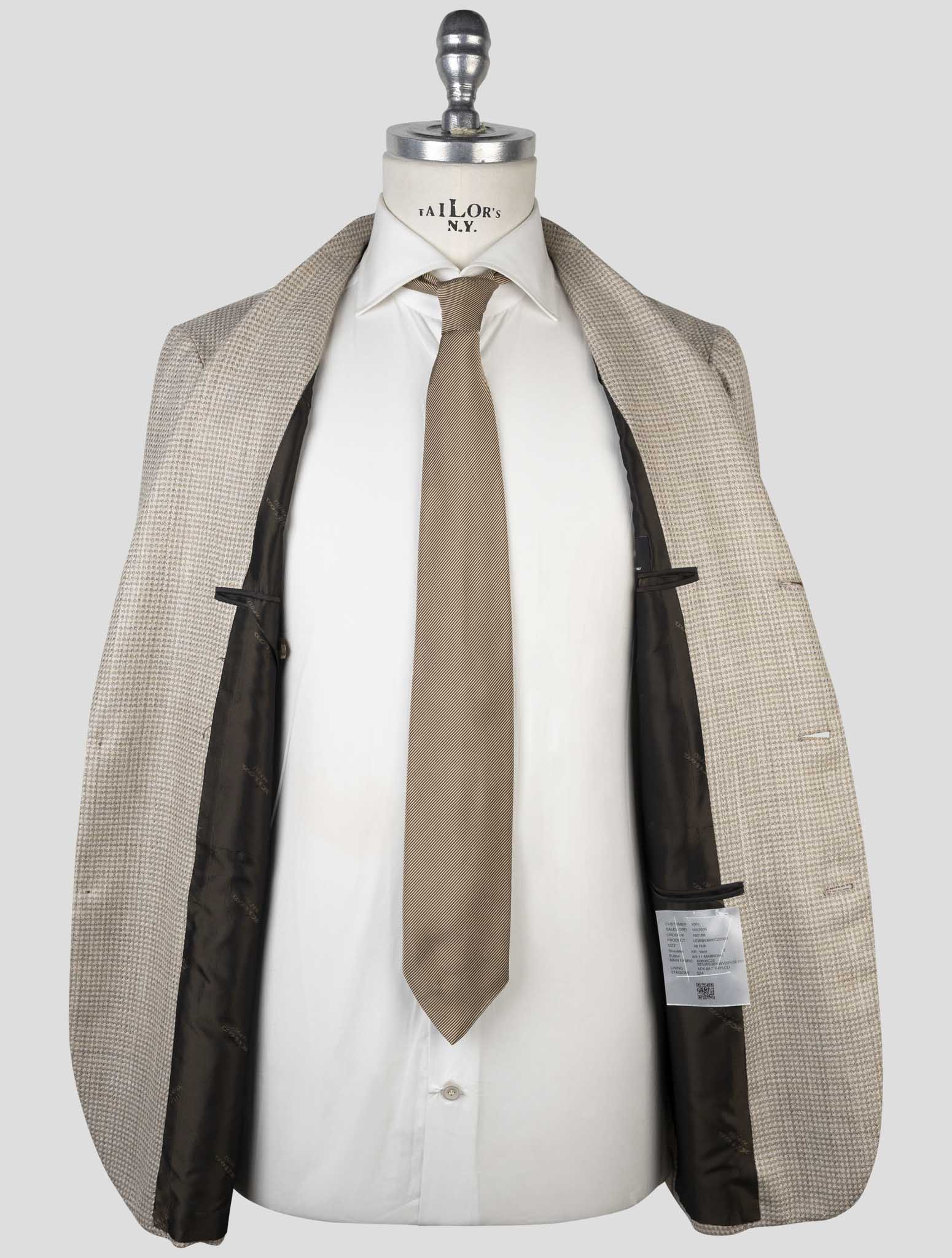 Kiton Brown Cashmere Virgin Wool Silk Linen Blazer