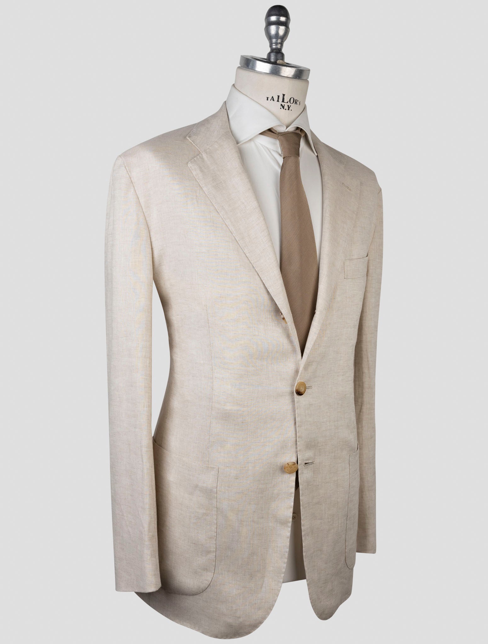 Kiton Beige Linen Blazer Detail