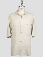 Kiton Beige Leather Suede Short Sleeve Shirt