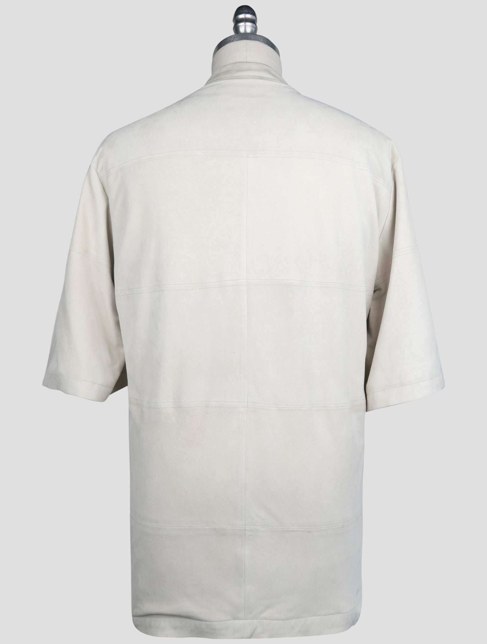 Kiton Beige Leather Suede Short Sleeve Shirt