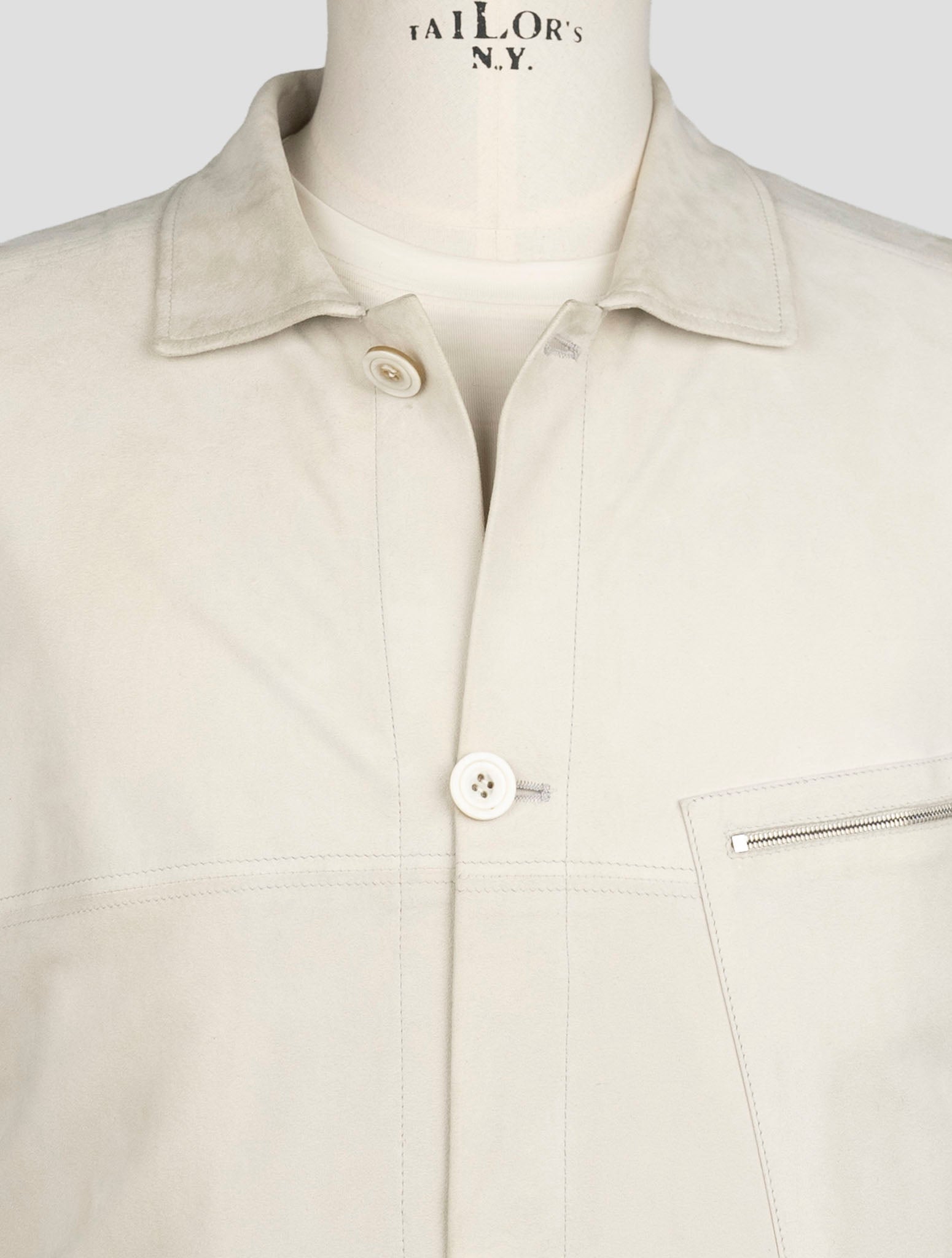Kiton Beige Leather Suede Short Sleeve Shirt
