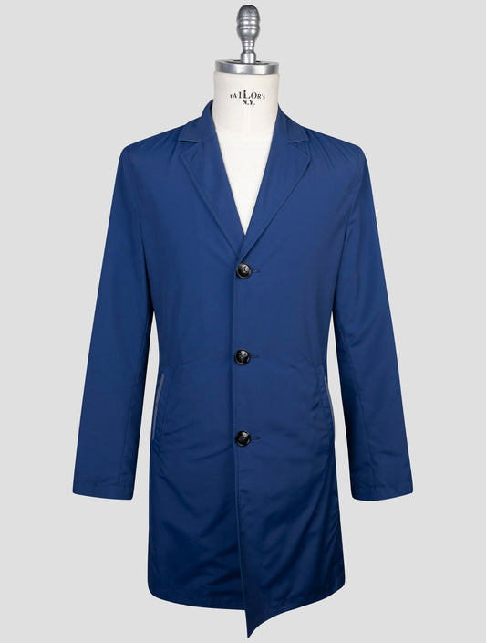 Kiton Blue Wool Pa Overcoat