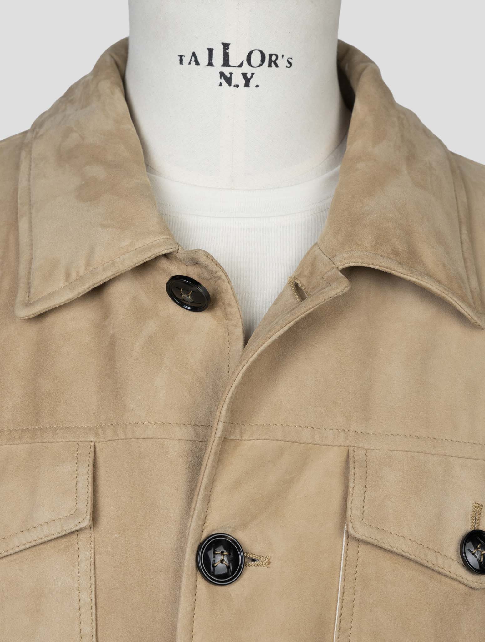 Kiton Beige Leather Suede Coat