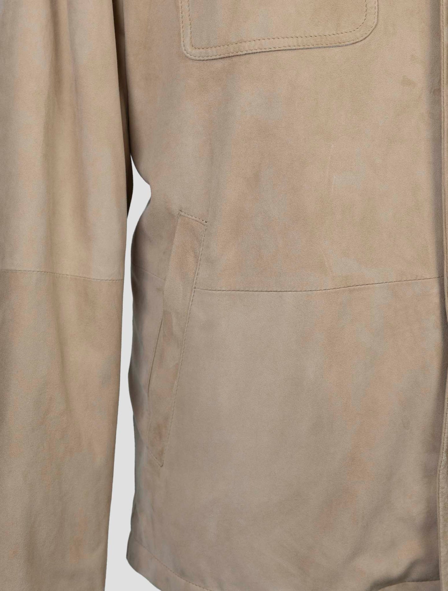 Kiton Beige Leather Suede Coat