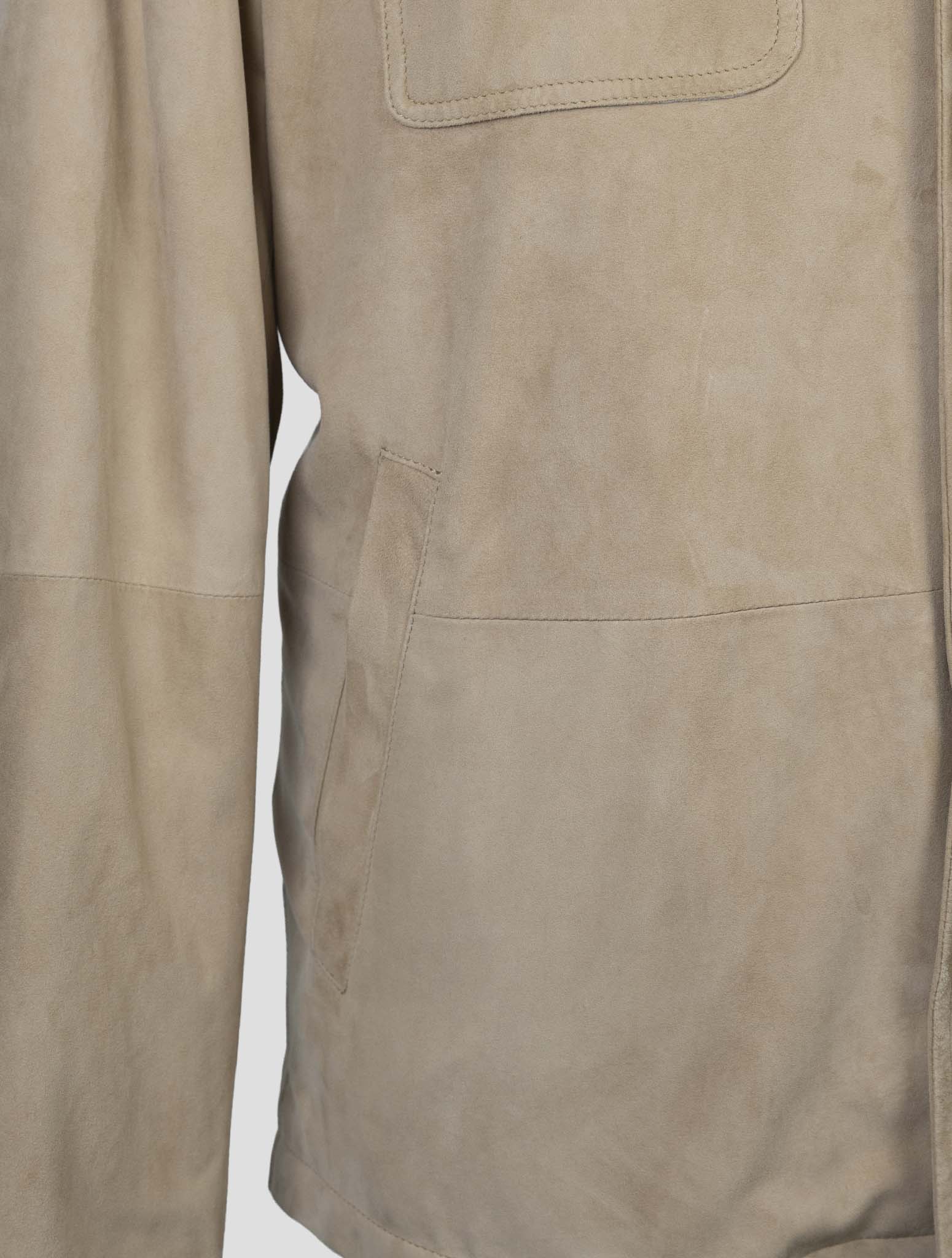 Kiton Beige Leather Suede Coat