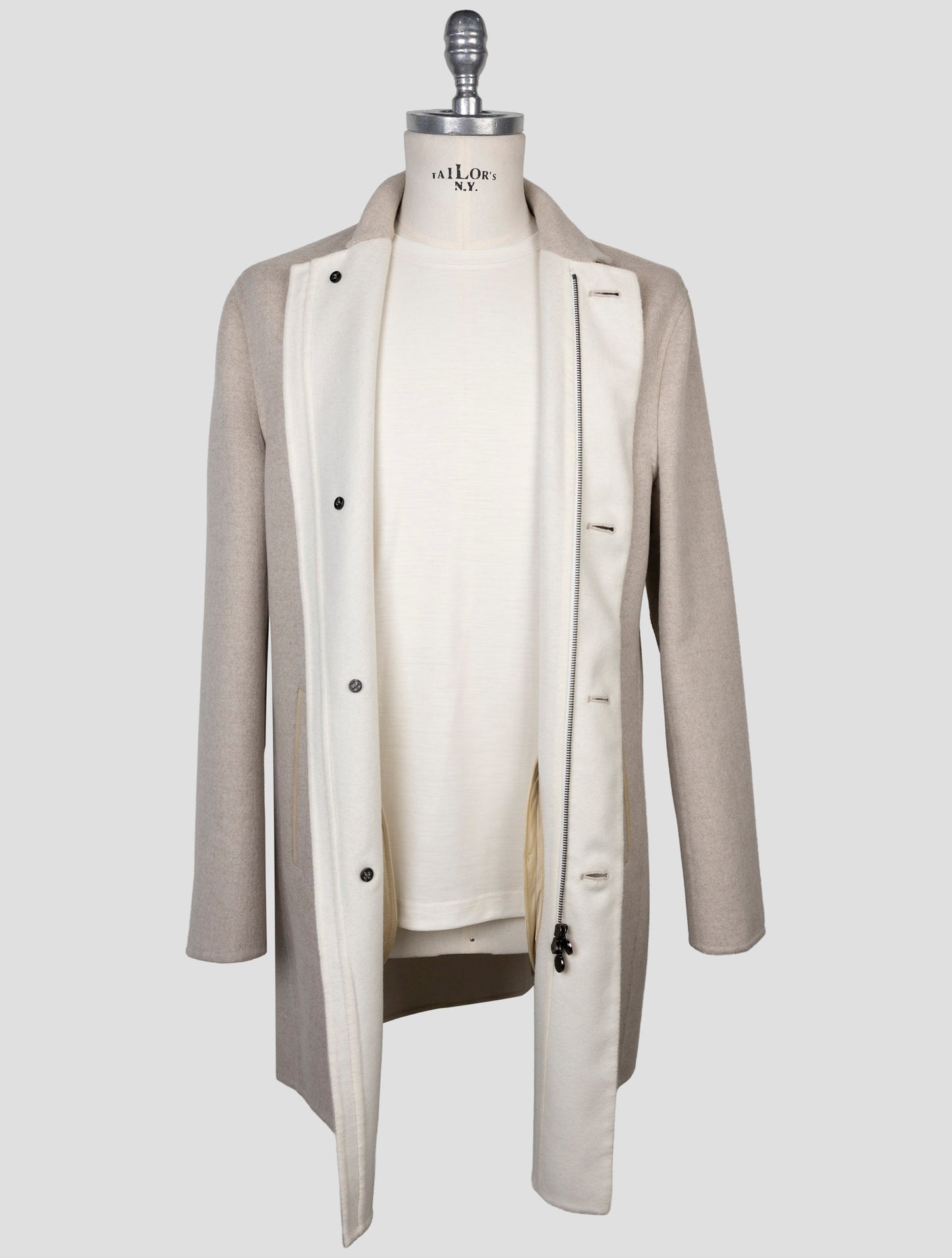 Kiton Beige Cashmere Silk Overcoat