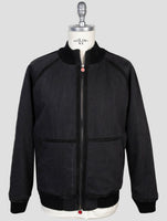 Kiton Dark Blue Cotton Ea Weasel Fur Coat