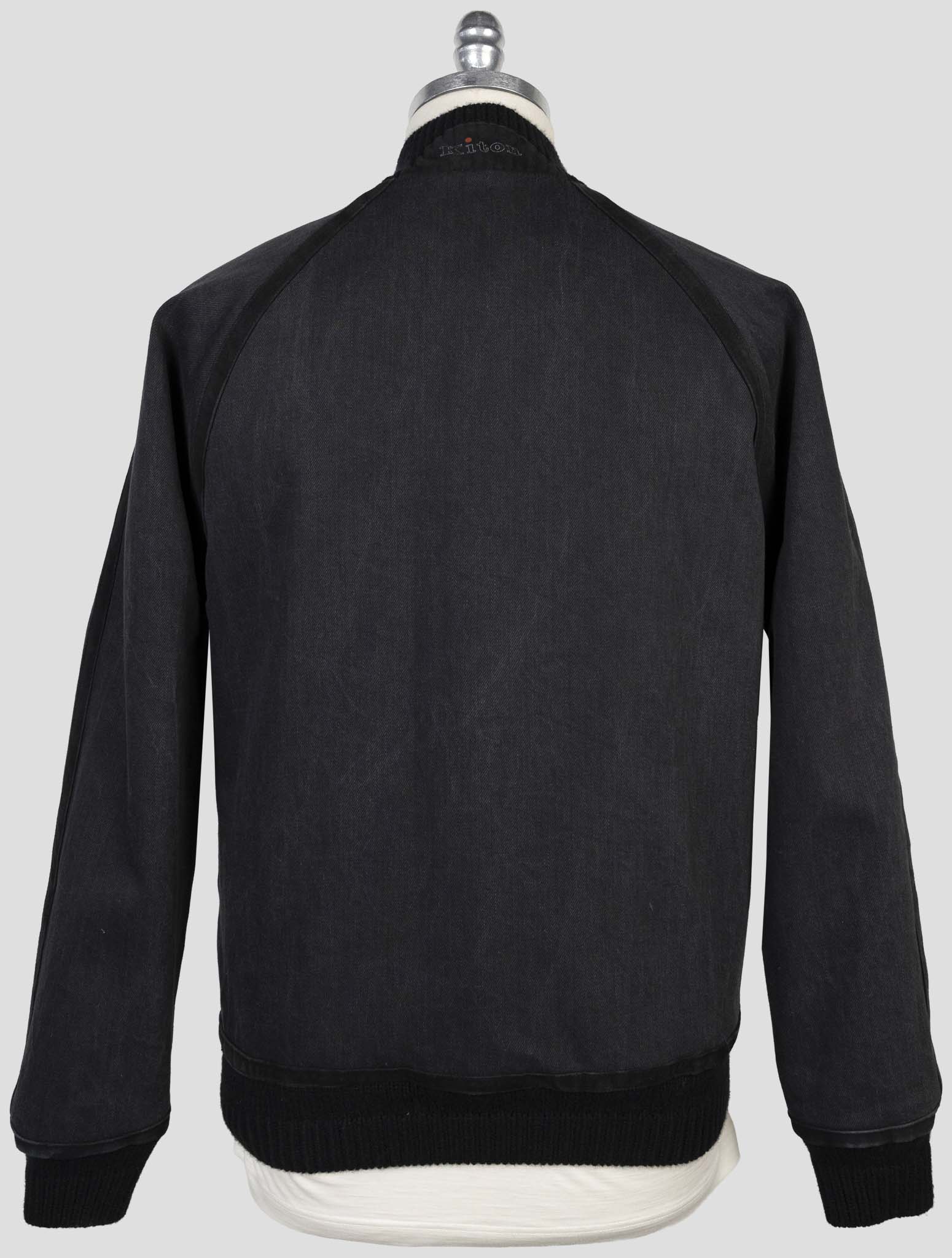 Kiton Dark Blue Cotton Ea Weasel Fur Coat