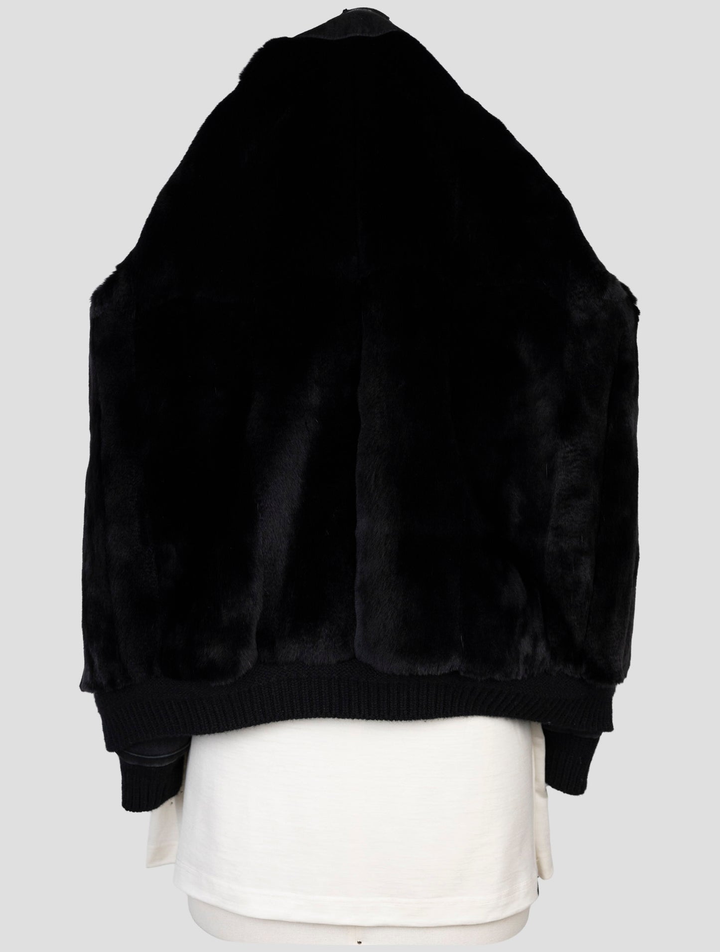 Kiton Dark Blue Cotton Ea Weasel Fur Coat