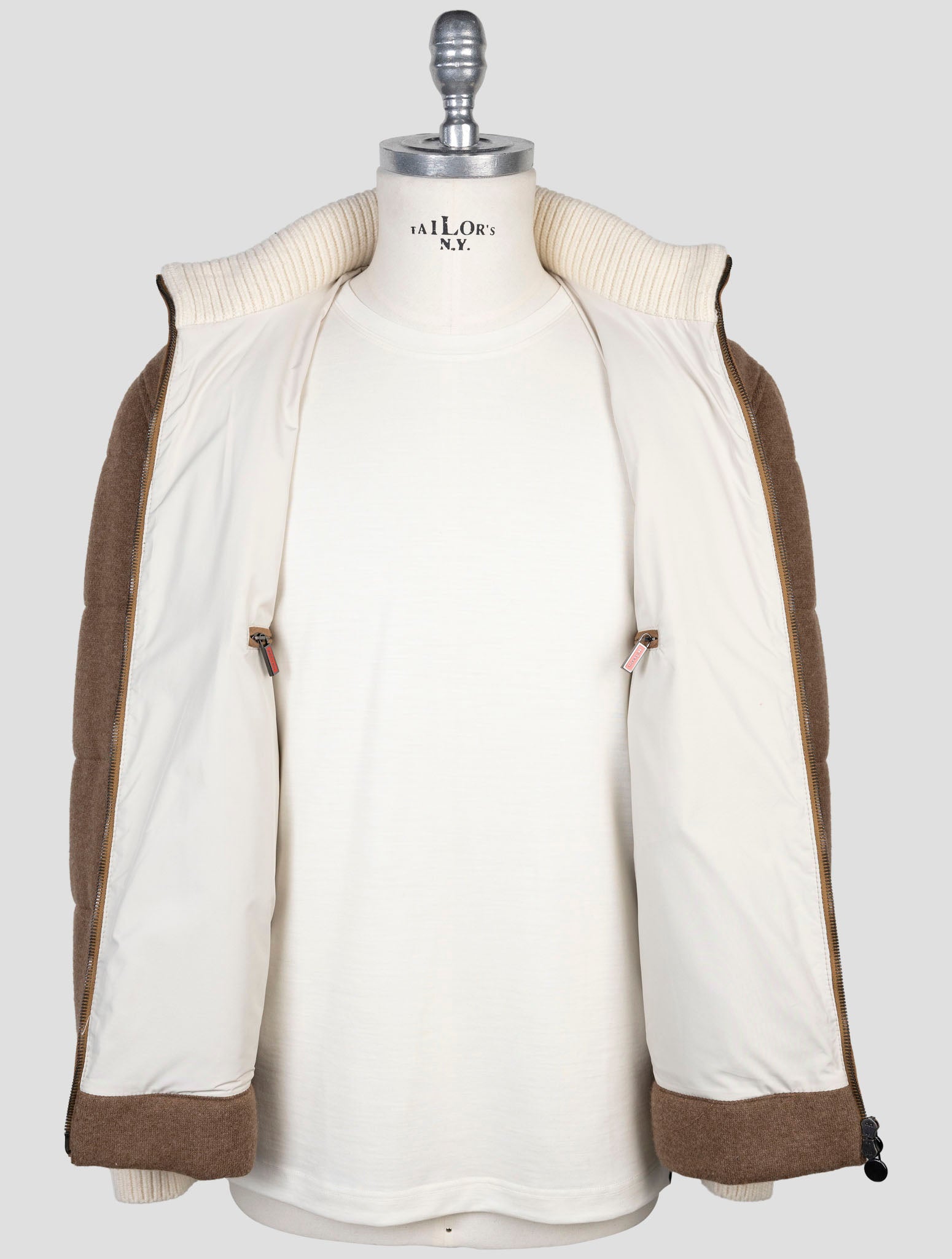 Kiton Brown Wool Cashmere Pa Coat