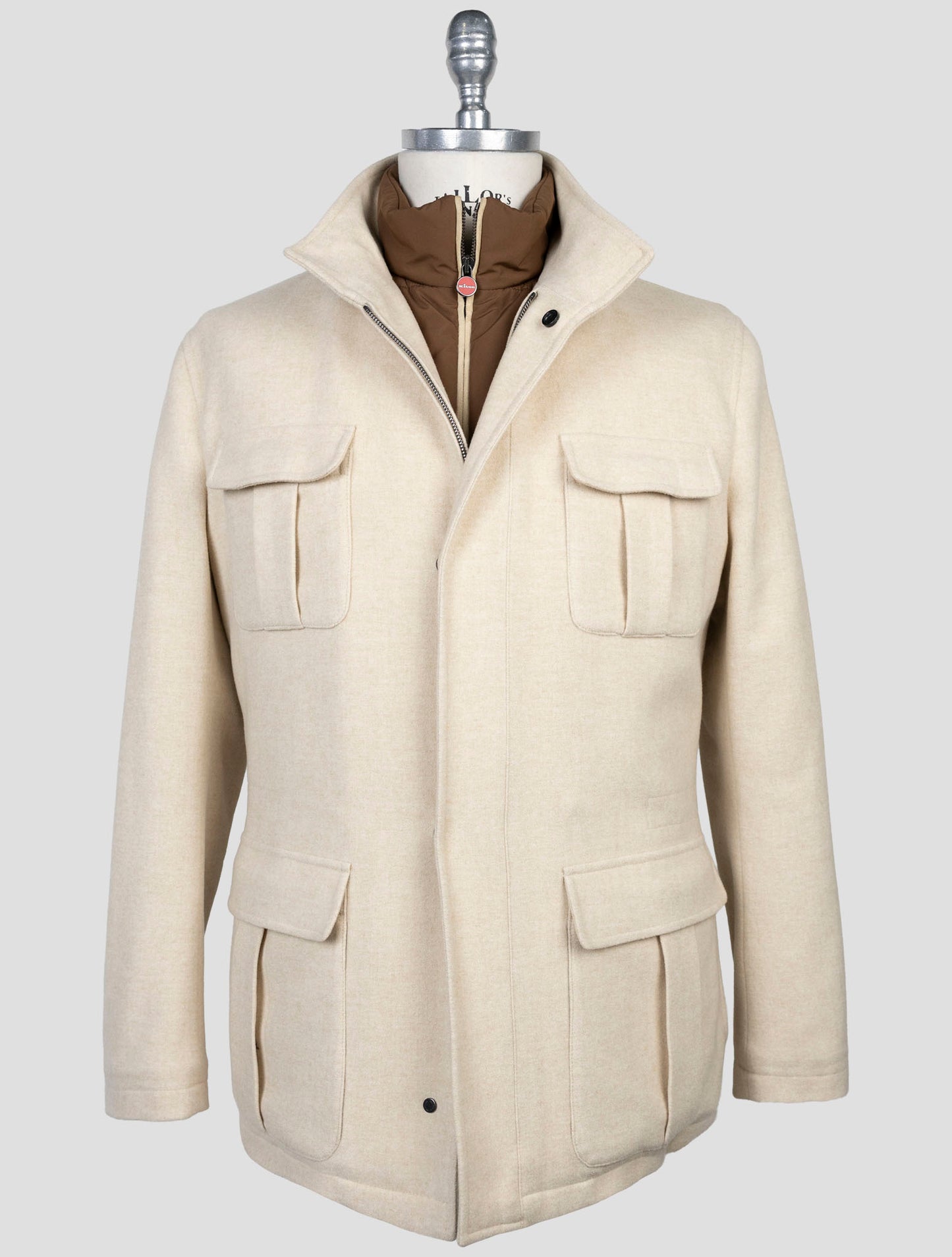 Kiton Beige Virgin Wool Silk Cashmere Ea Coat