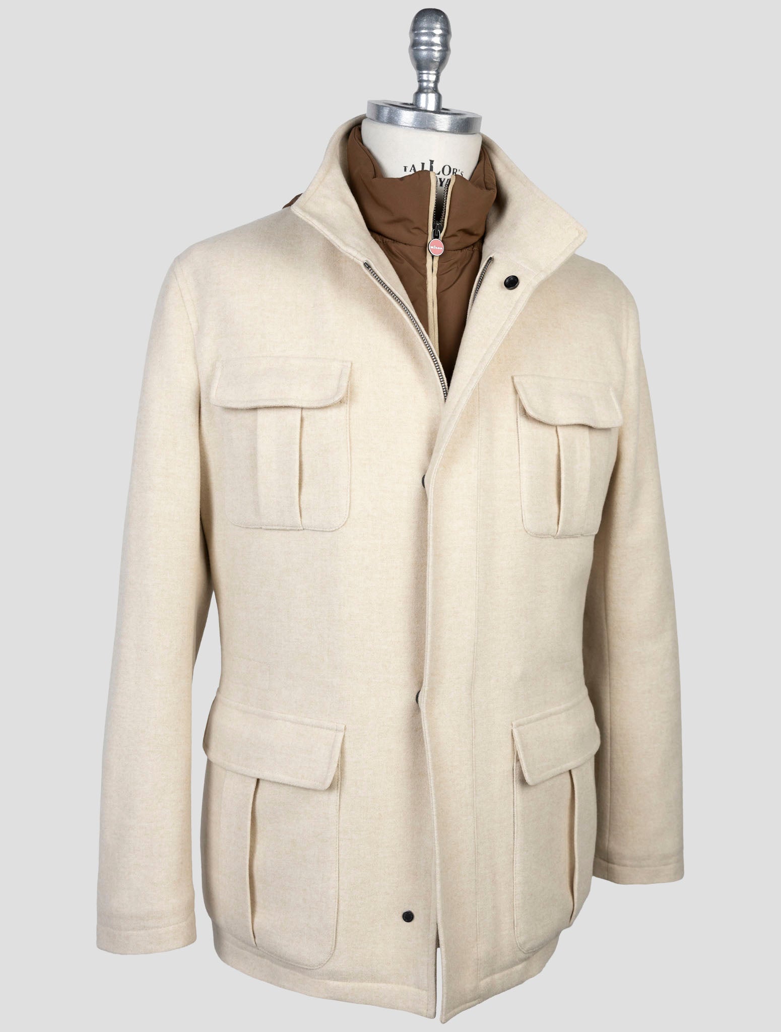 Kiton Beige Virgin Wool Silk Cashmere Ea Coat
