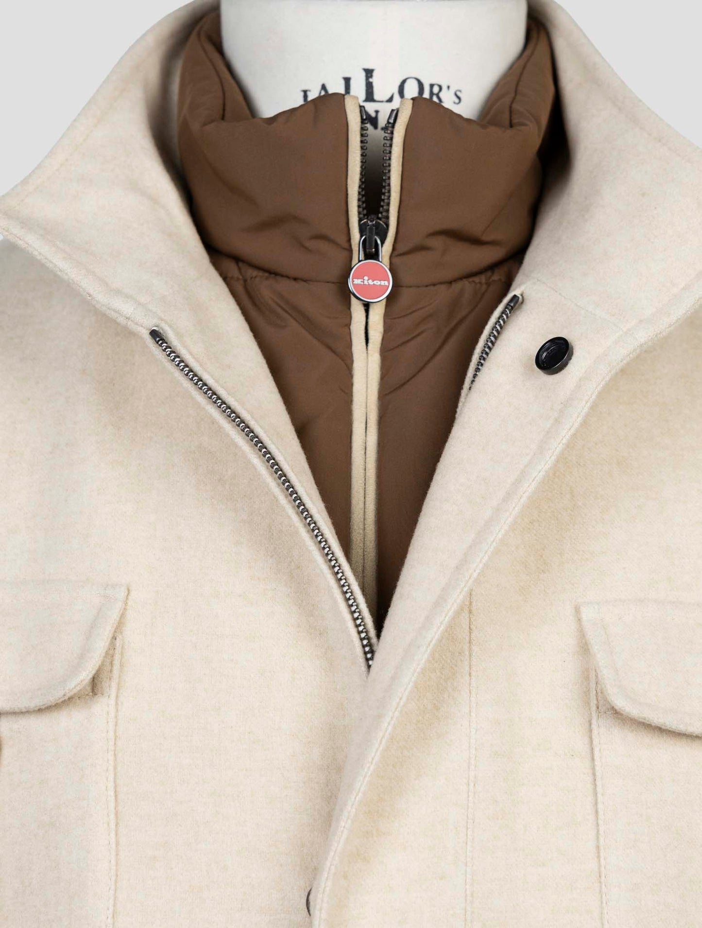 Kiton Beige Virgin Wool Silk Cashmere Ea Coat