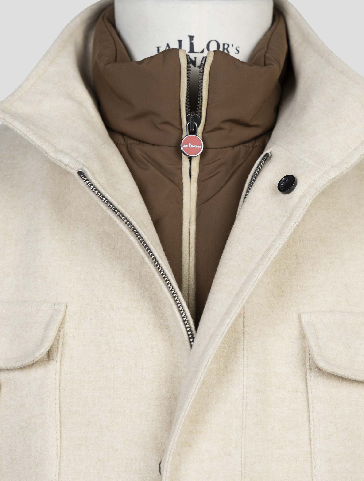 Kiton Beige Virgin Wool Silk Cashmere Ea Coat