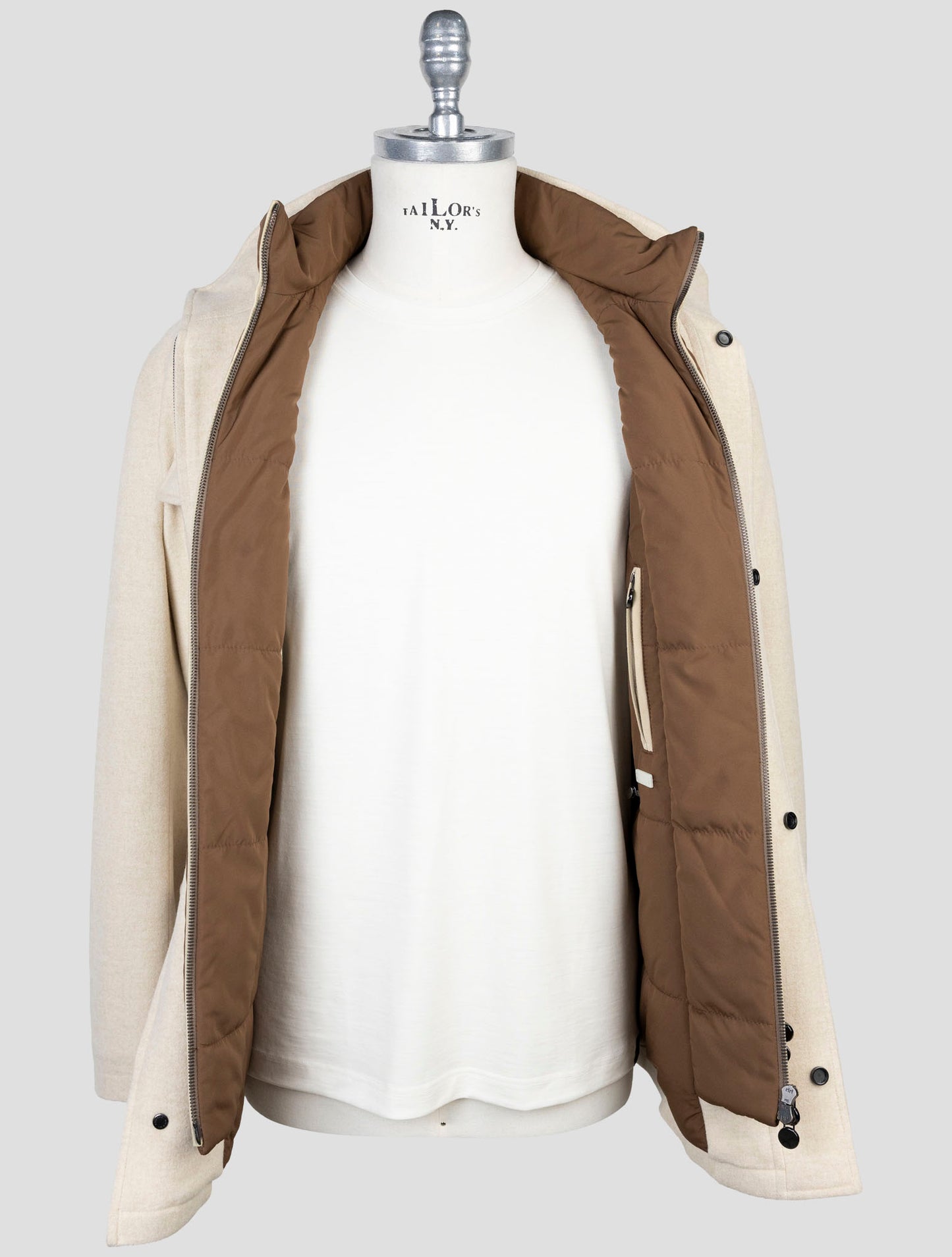 Kiton Beige Virgin Wool Silk Cashmere Ea Coat
