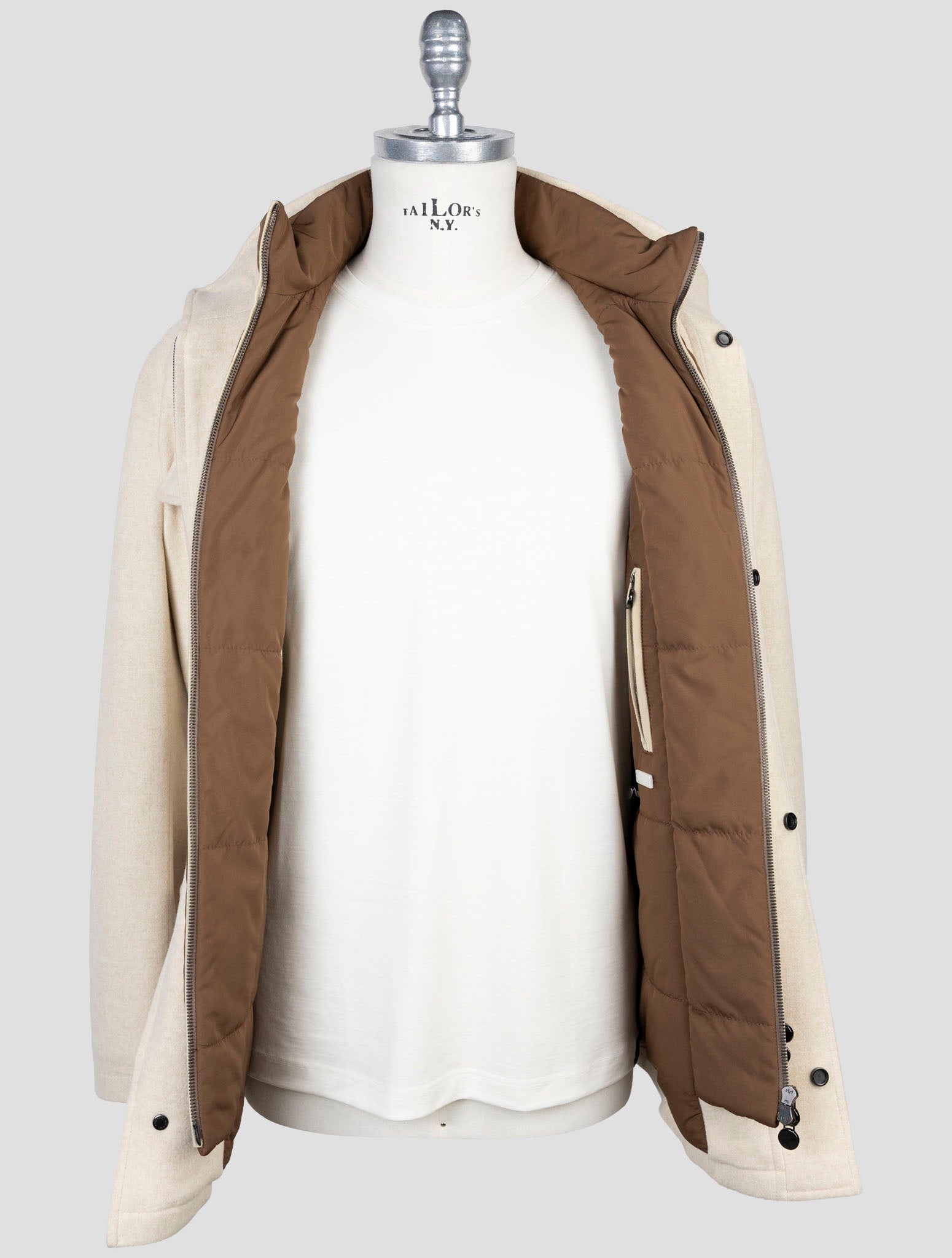 Kiton Beige Virgin Wool Silk Cashmere Ea Coat