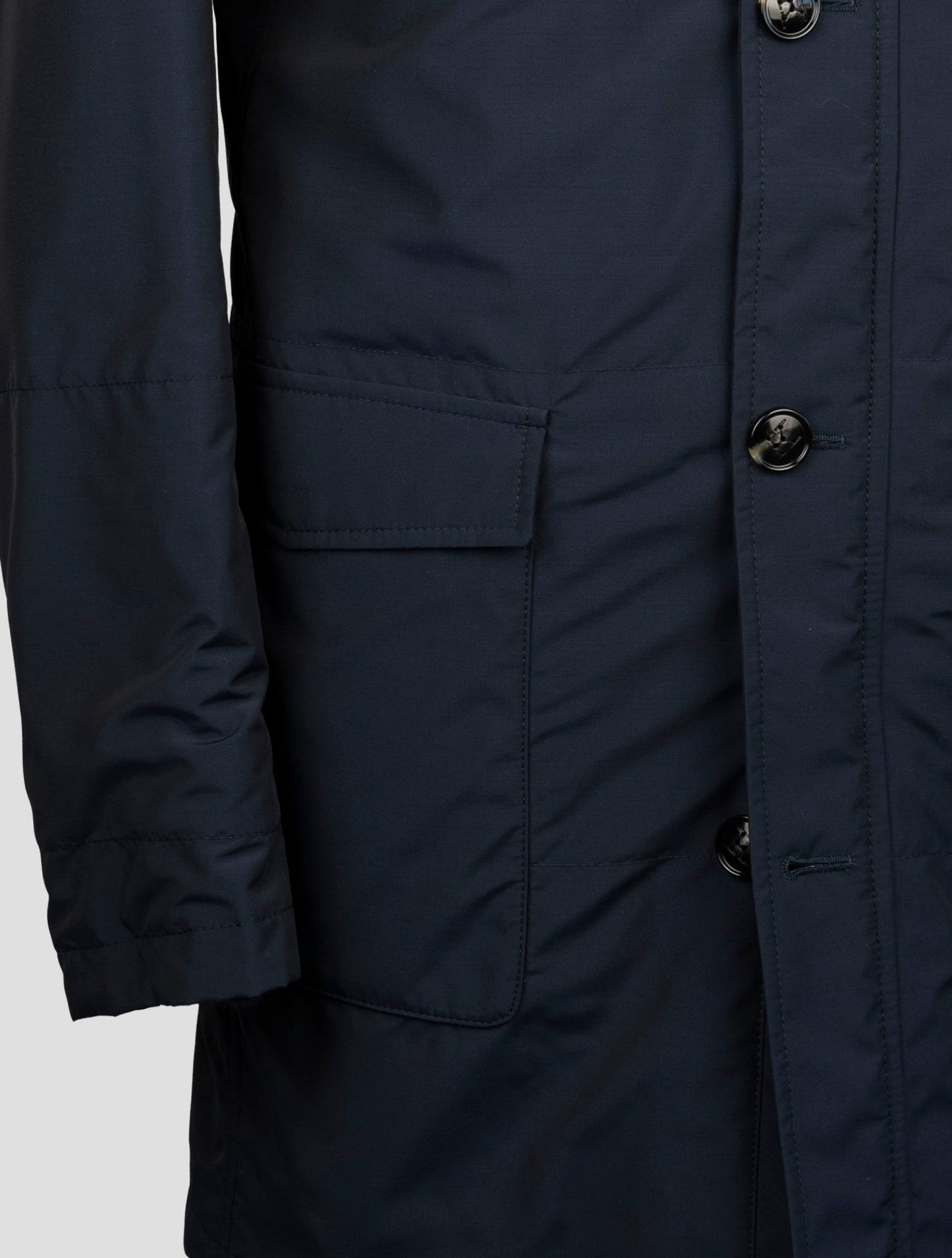 Kiton Blue Fleece Wool Pa Weasel Fur Overcoat