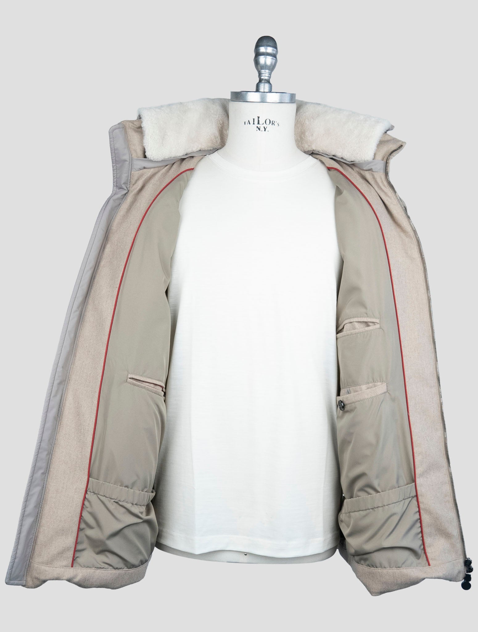 Kiton Beige Cashmere Pa Coat