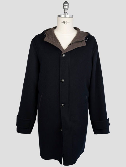 Kiton Blue Fleece Wool Cashmere Overcoat