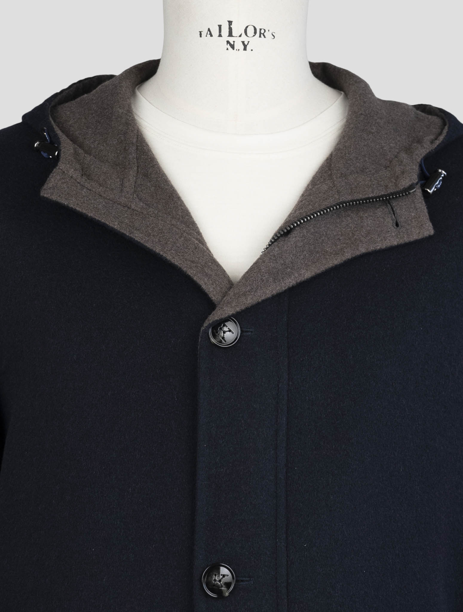 Kiton Blue Fleece Wool Cashmere Overcoat
