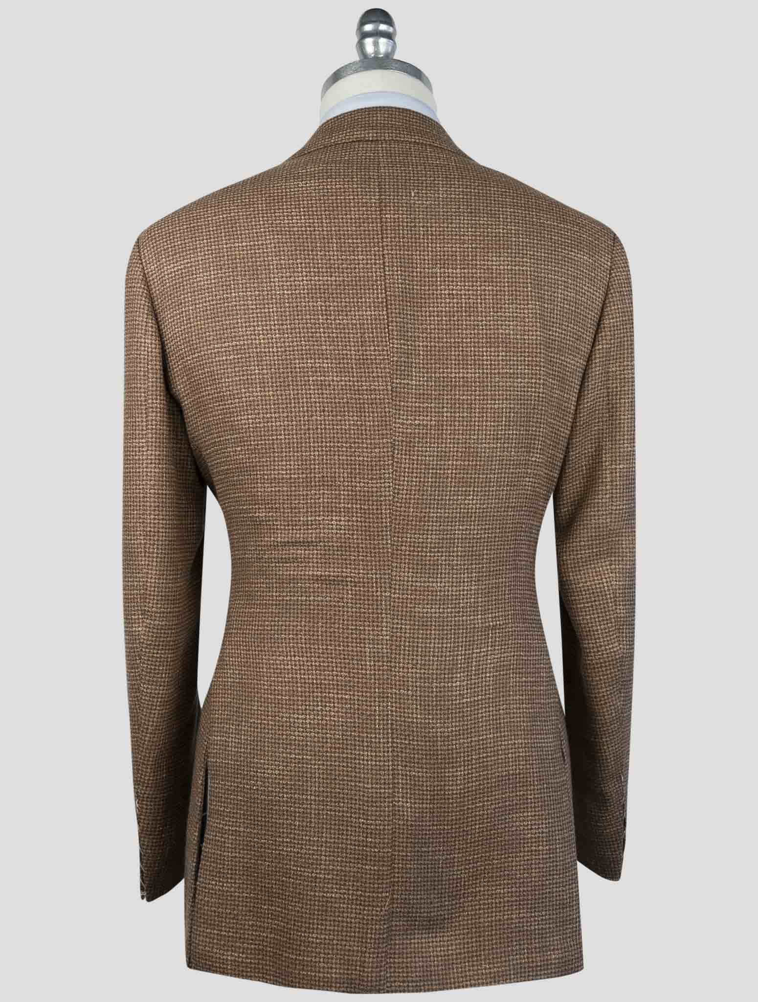 Kiton Brown Cashmere Silk Cotton Virgin Wool Pa Blazer