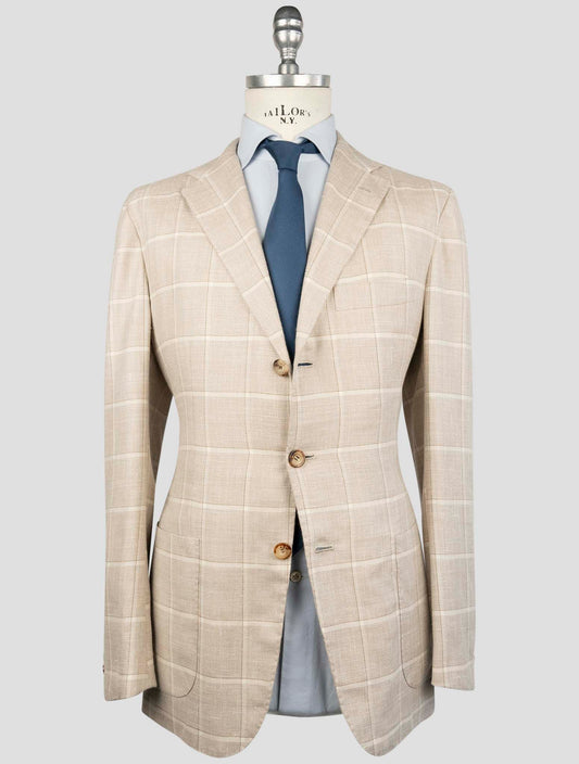Kiton Brown Cashmere Silk Virgin Wool Pa Blazer