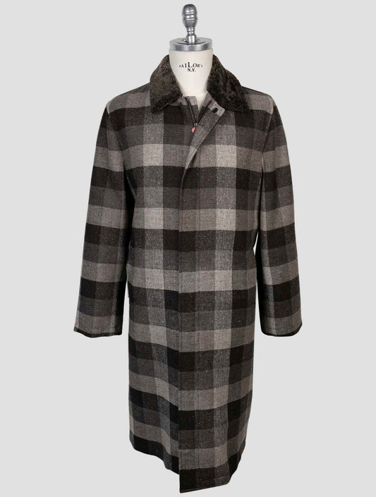 Kiton Brown Virgin Wool Overcoat