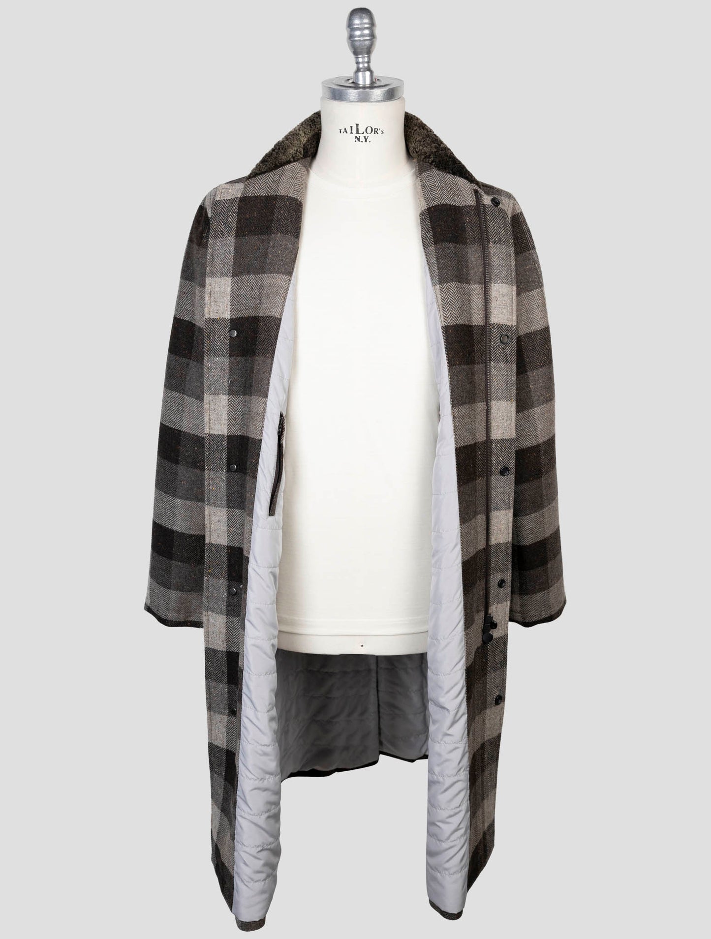 Kiton Brown Virgin Wool Overcoat