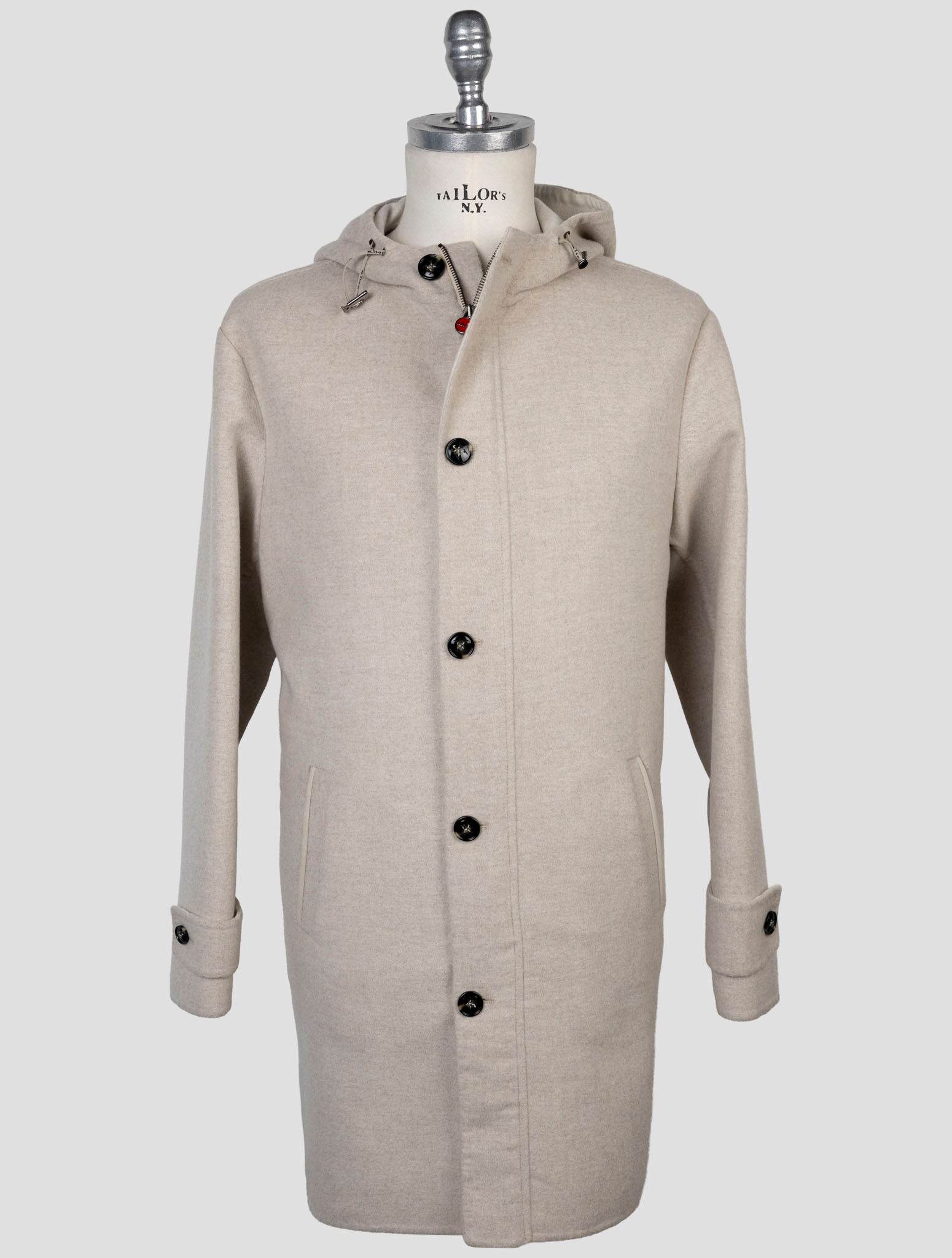 Kiton Beige Wool Cashmere Overcoat