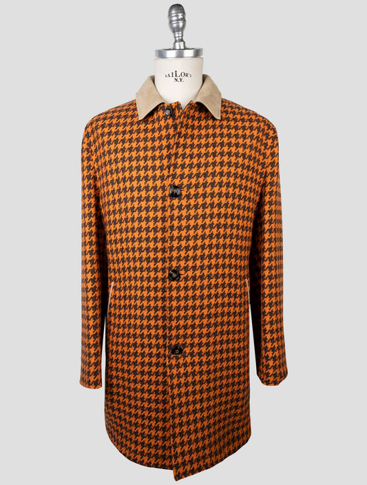 Kiton Orange Brown Cashmere Pl Reverse Overcoat