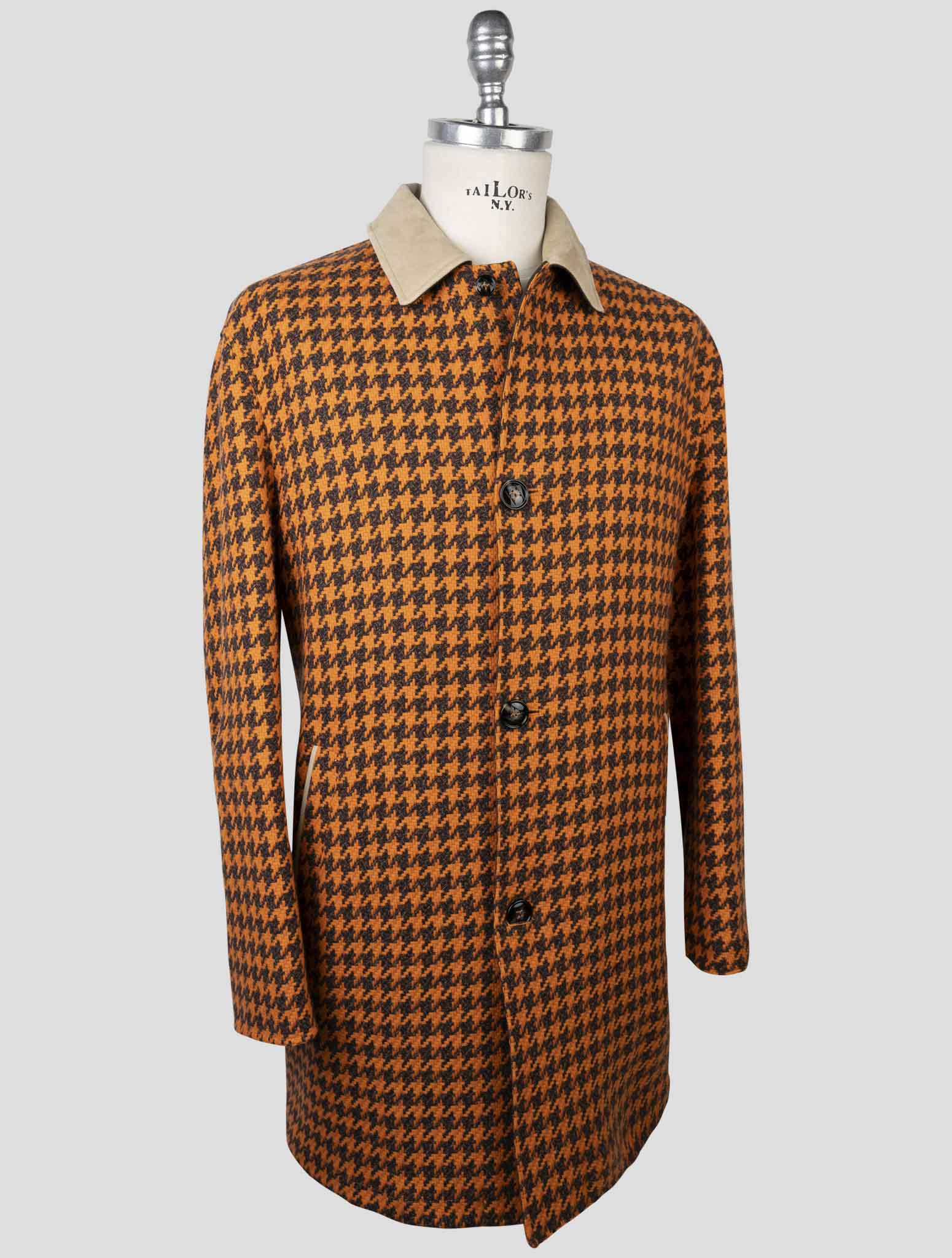 Kiton Orange Brown Cashmere Pl Reverse Overcoat