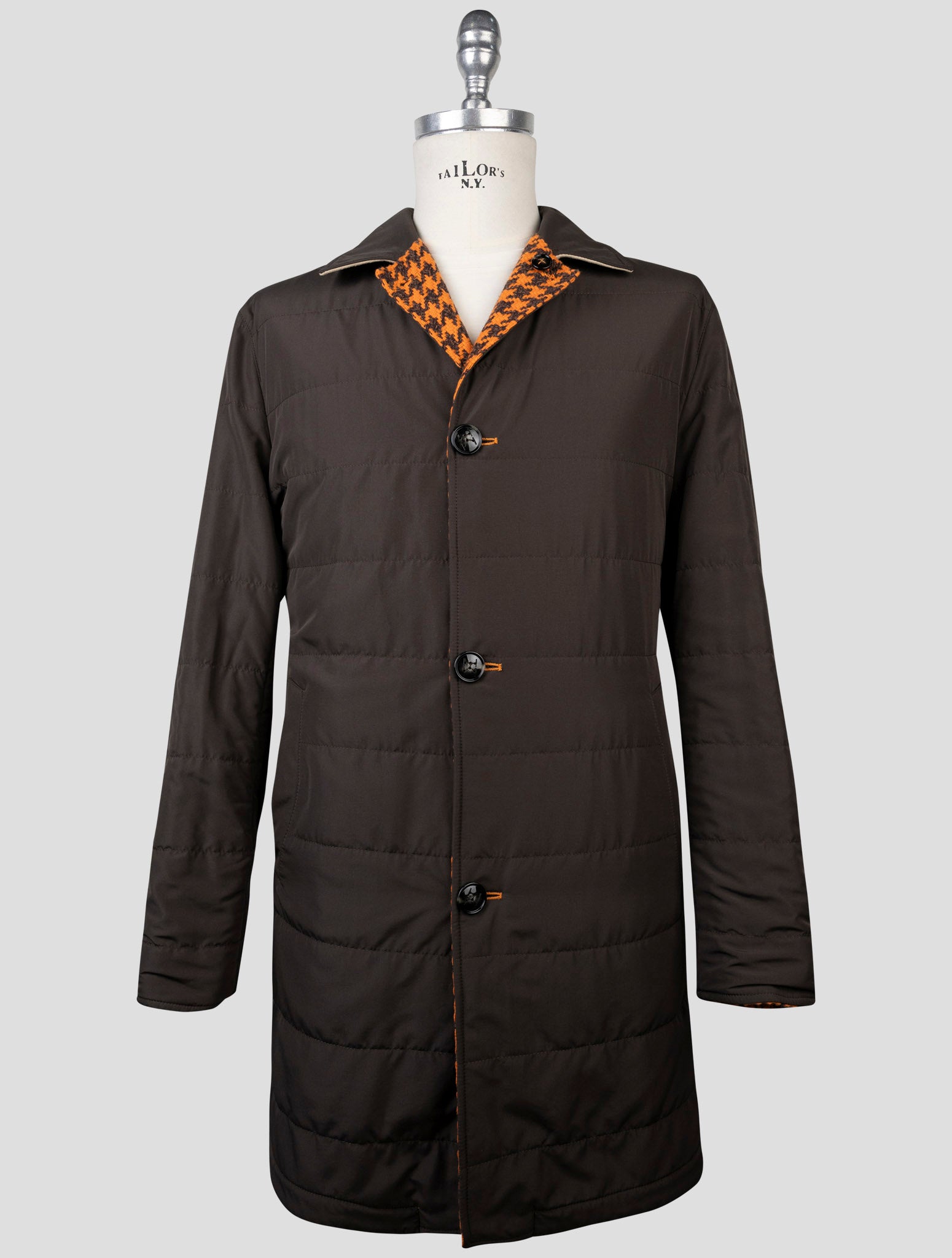 Kiton Orange Brown Cashmere Pl Reverse Overcoat