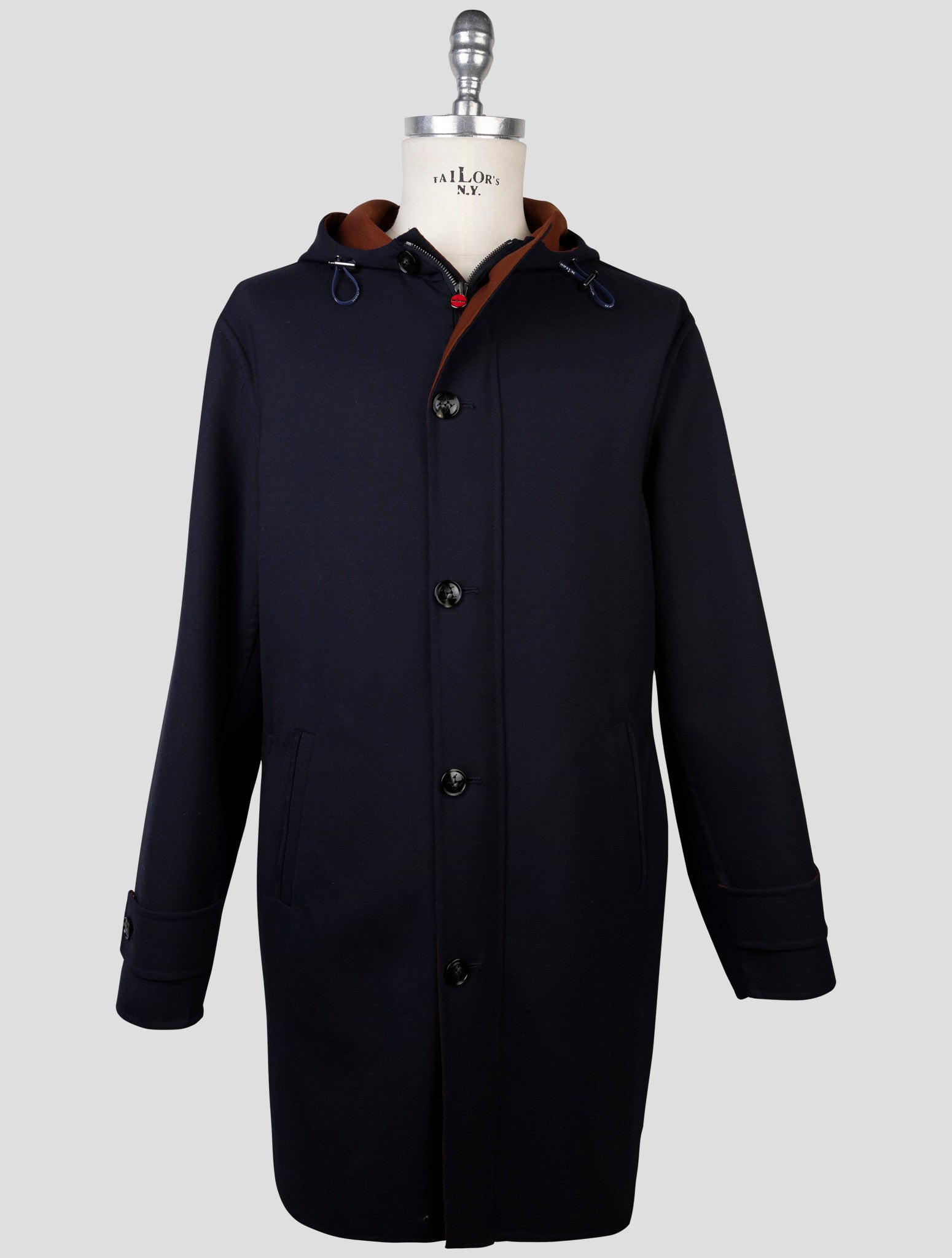 kiton Blue Wool Ea Overcoat