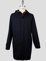 kiton Blue Wool Ea Overcoat
