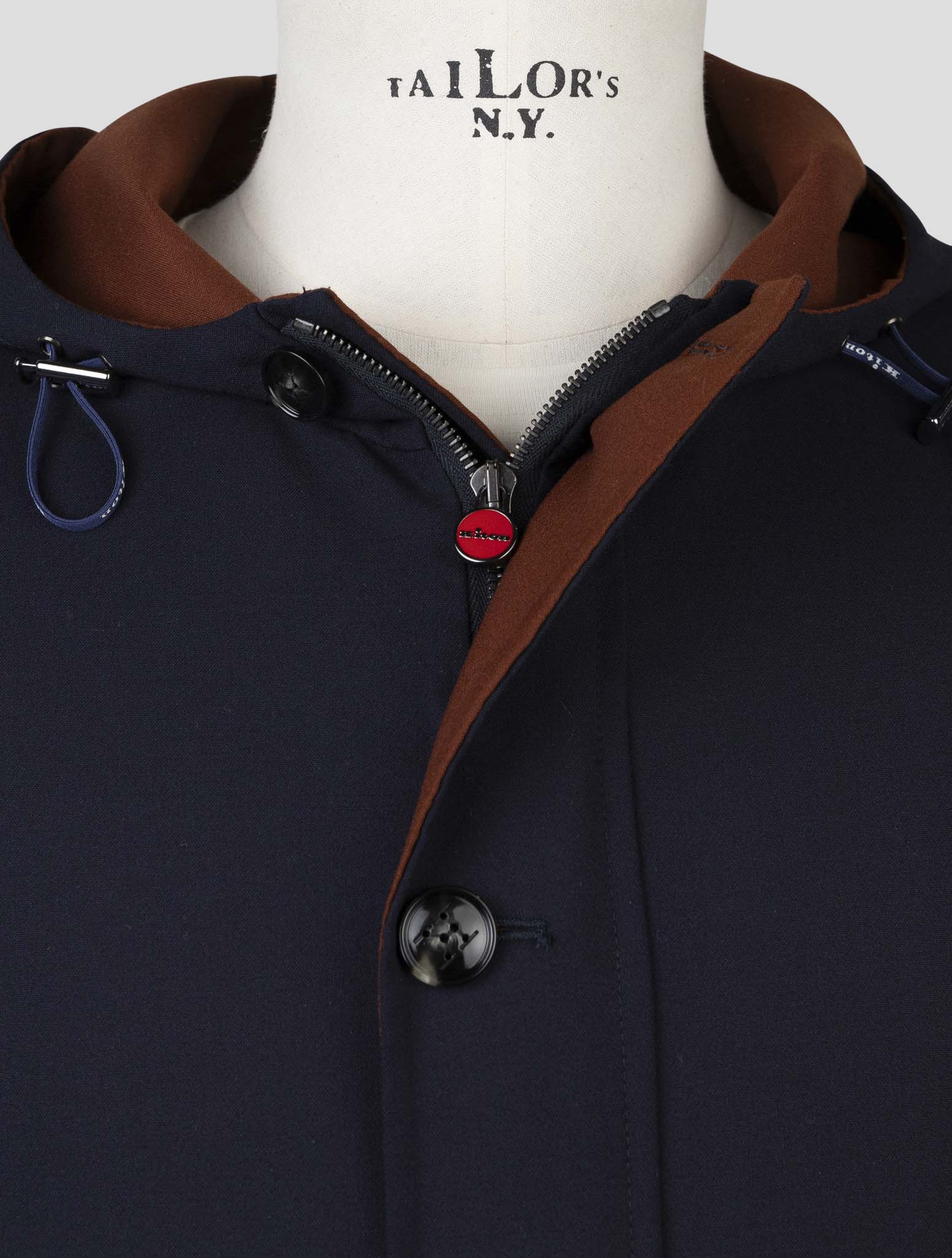 kiton Blue Wool Ea Overcoat