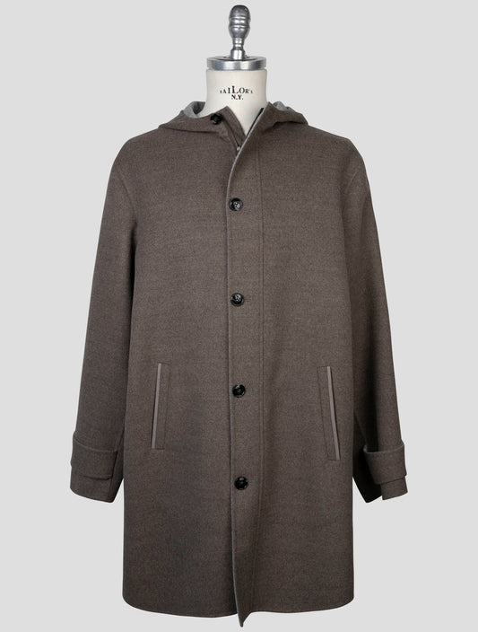kiton Brown Wool Cashmere Overcoat