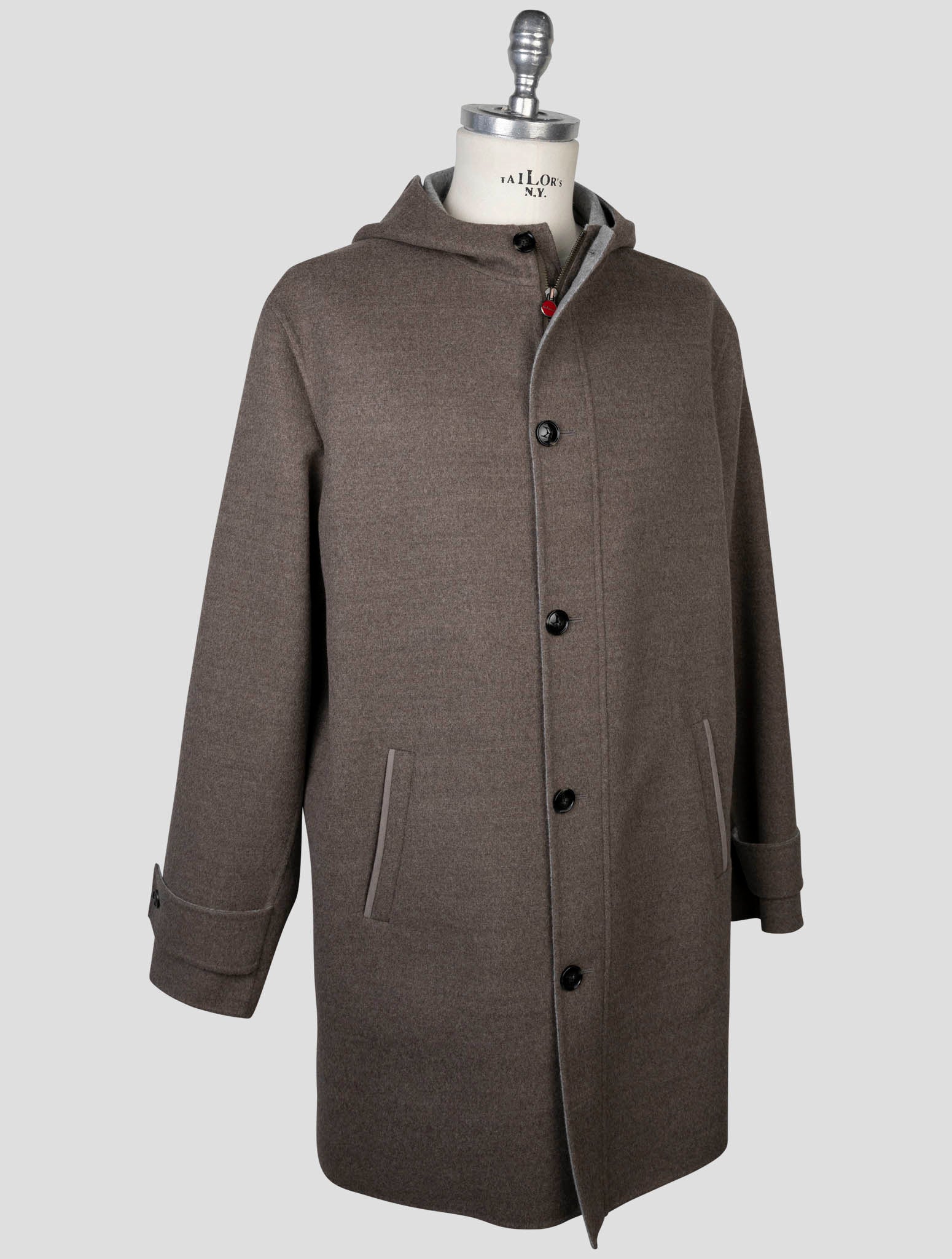 kiton Brown Wool Cashmere Overcoat