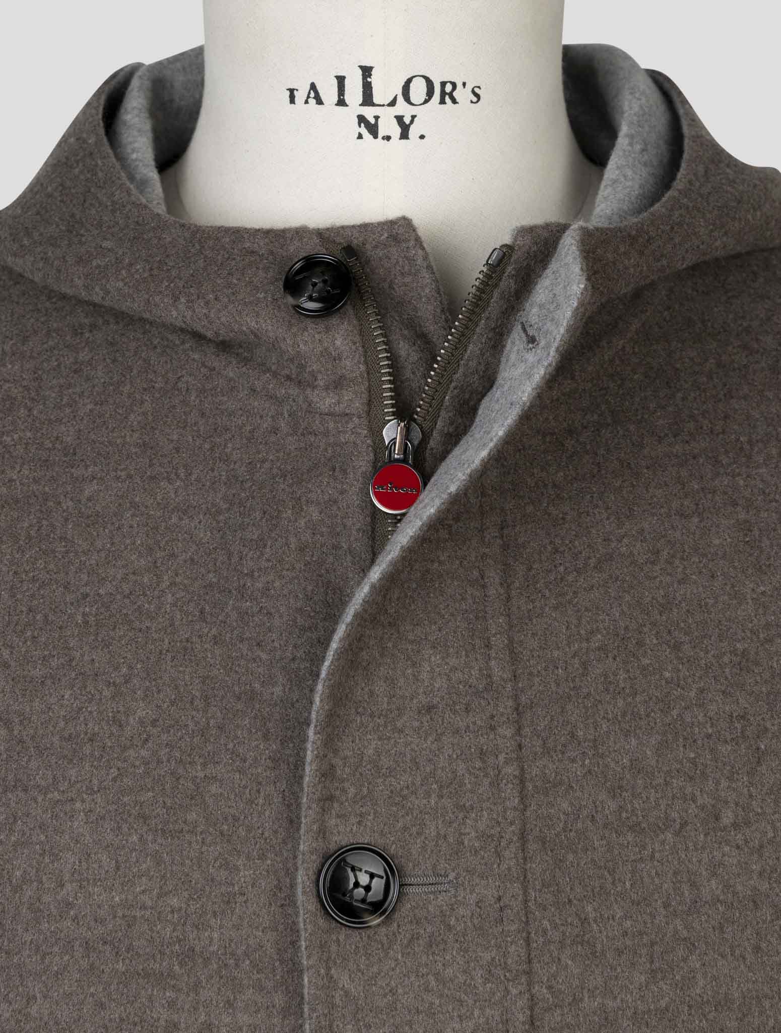 kiton Brown Wool Cashmere Overcoat