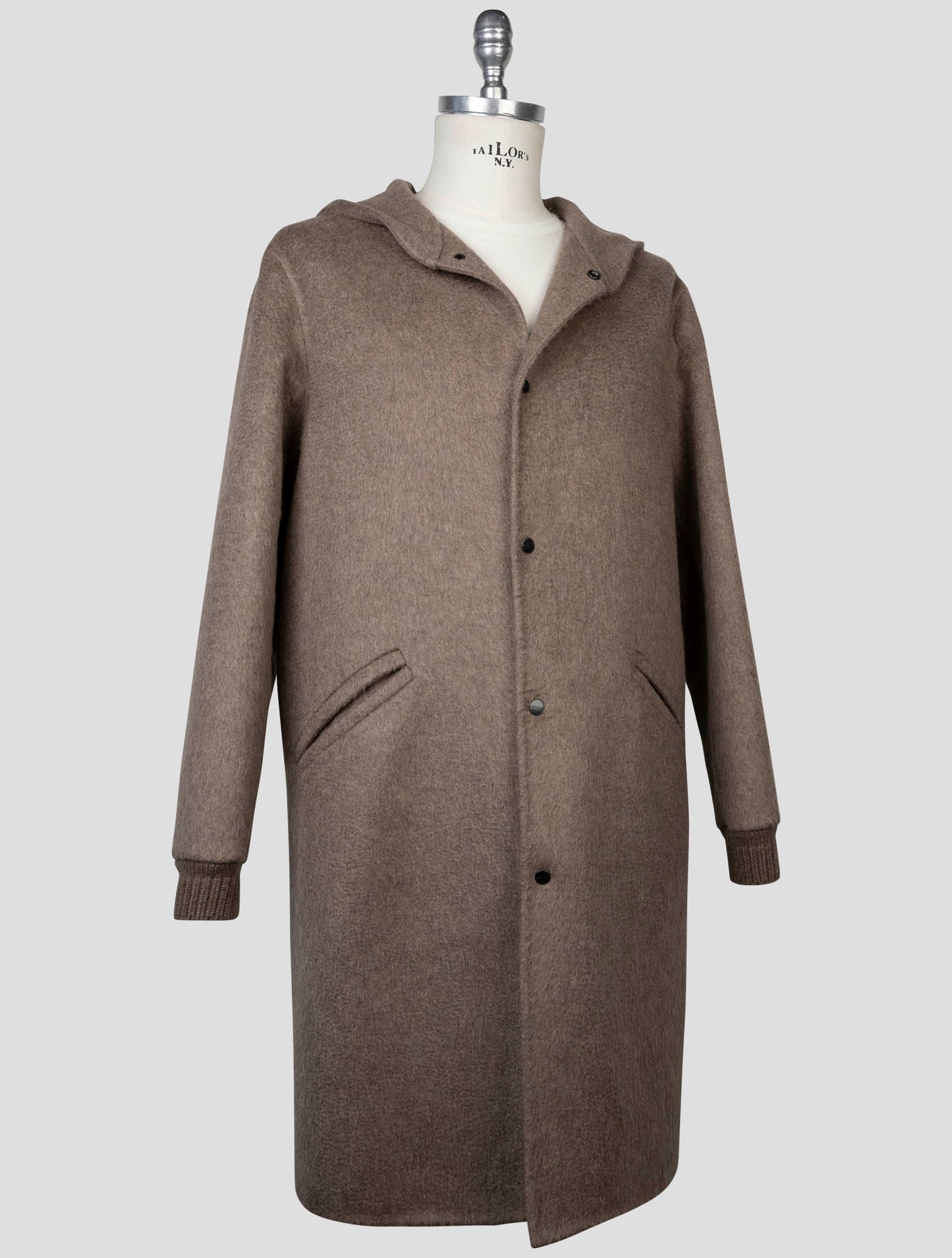 kiton Brown Wool Cashmere Overcoat