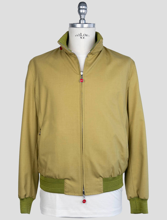 kiton Green Beige Cashmere Silk Pl Reverse Coat