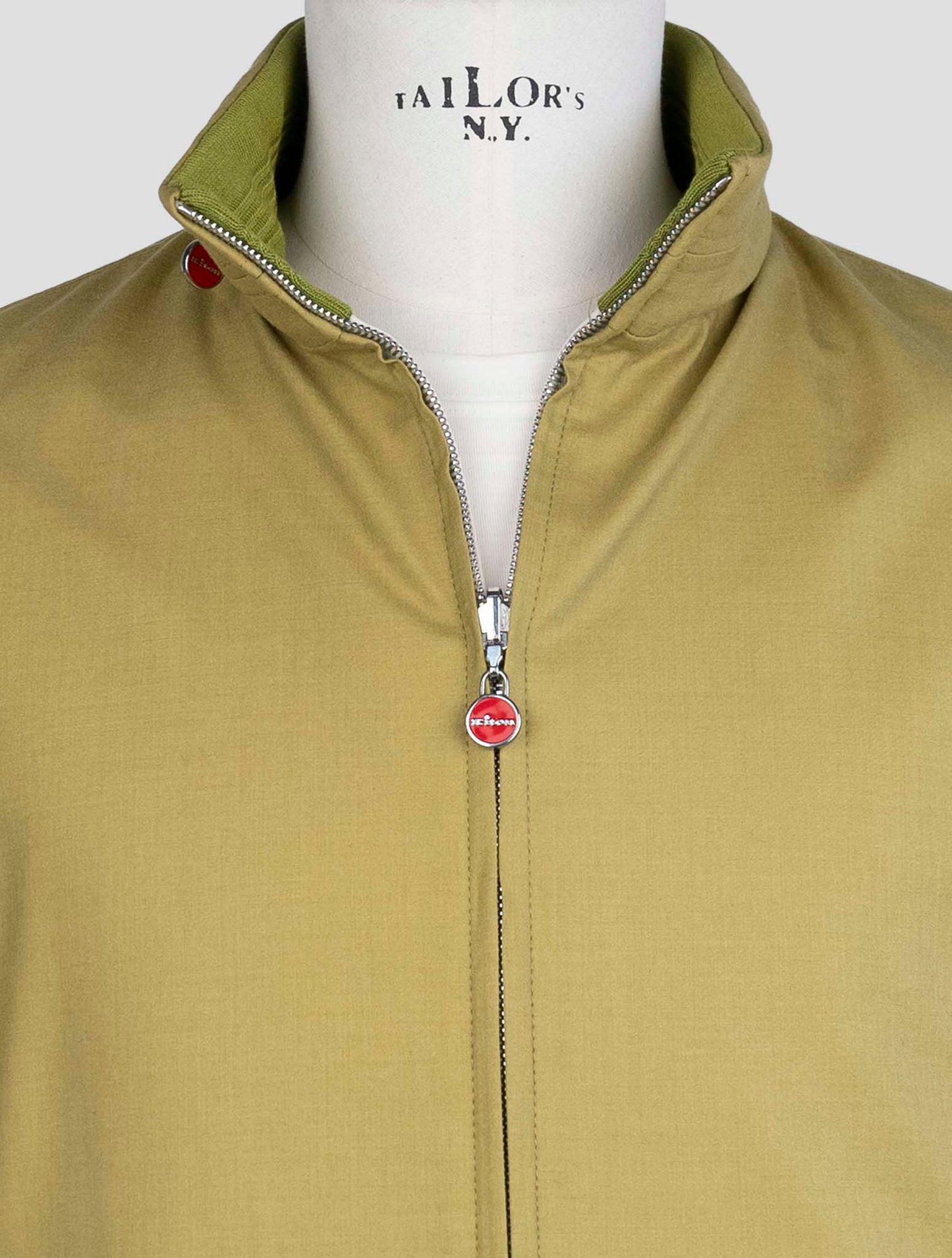 kiton Green Beige Cashmere Silk Pl Reverse Coat