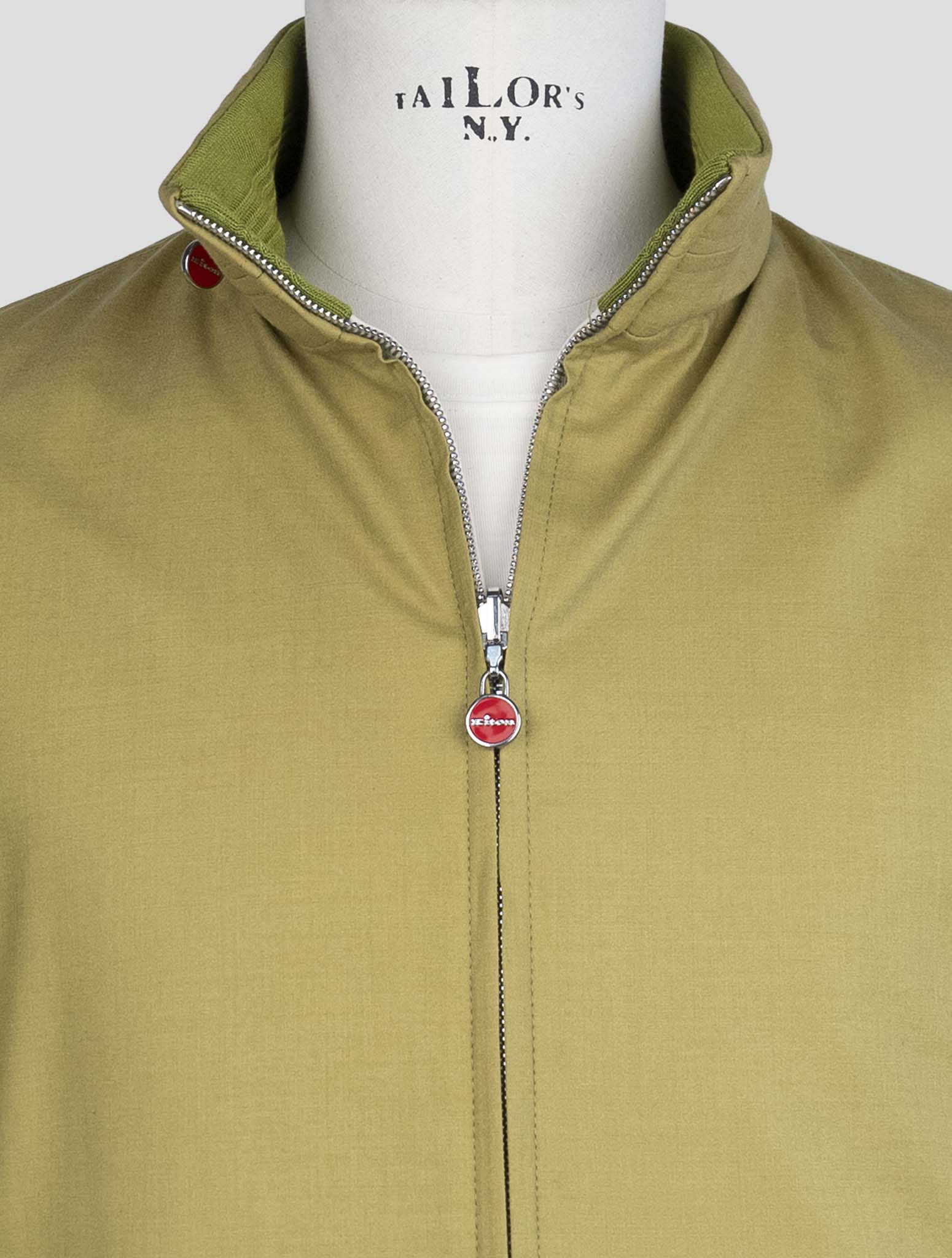 kiton Green Beige Cashmere Silk Pl Reverse Coat