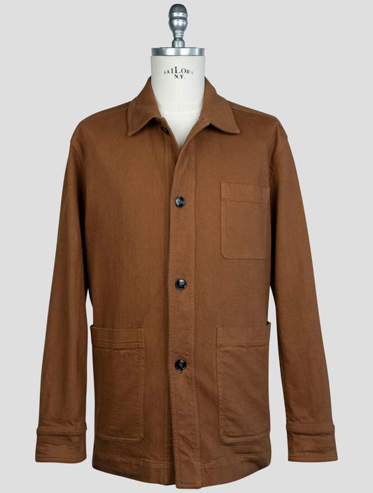 kiton Brown Cotton Ea Coat