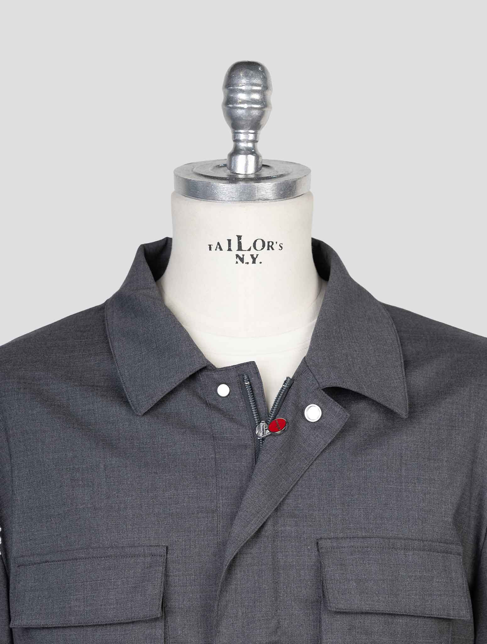 kiton Gray Virgin Wool Pa Ea  Coat